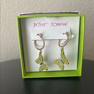 Betsey Johnson Yellow Butterfly Earrings